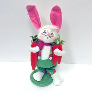 Annalee Spring Garden Easter Bunny Rabbit Boy in Overalls With Carrots Doll